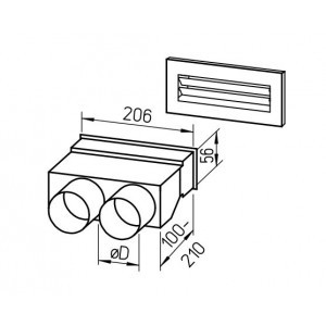 FRS flexibilis csőrendszer NÁ63, Fali átvezetés + rács  FRS-WDS 2-63