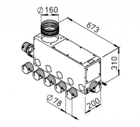 FRS flexibilis csőrendszer-NÁ75, Elosztódoboz  FRS-MVK 5+2-75/160