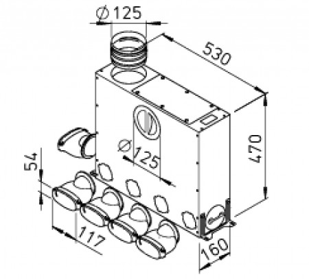 FRS flexibilis csőrendszer-ovál, Elosztódoboz  FRS-MVK 4+1-51/125