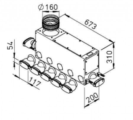 FRS flexibilis csőrendszer-ovál, Elosztódoboz  FRS-MVK 5+2-51/160